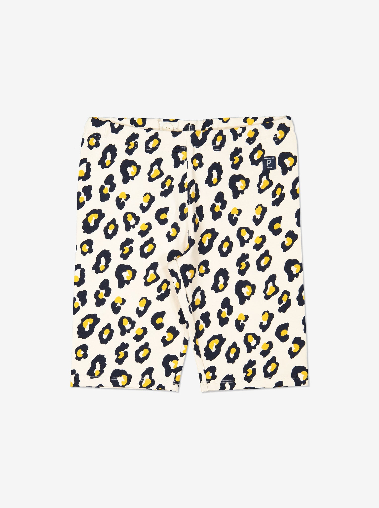 Girl White GOTS Organic Leopard Print Cycling shorts