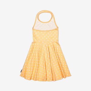 Girls Yellow Kids GOTS Halter Neck Spotty Dress