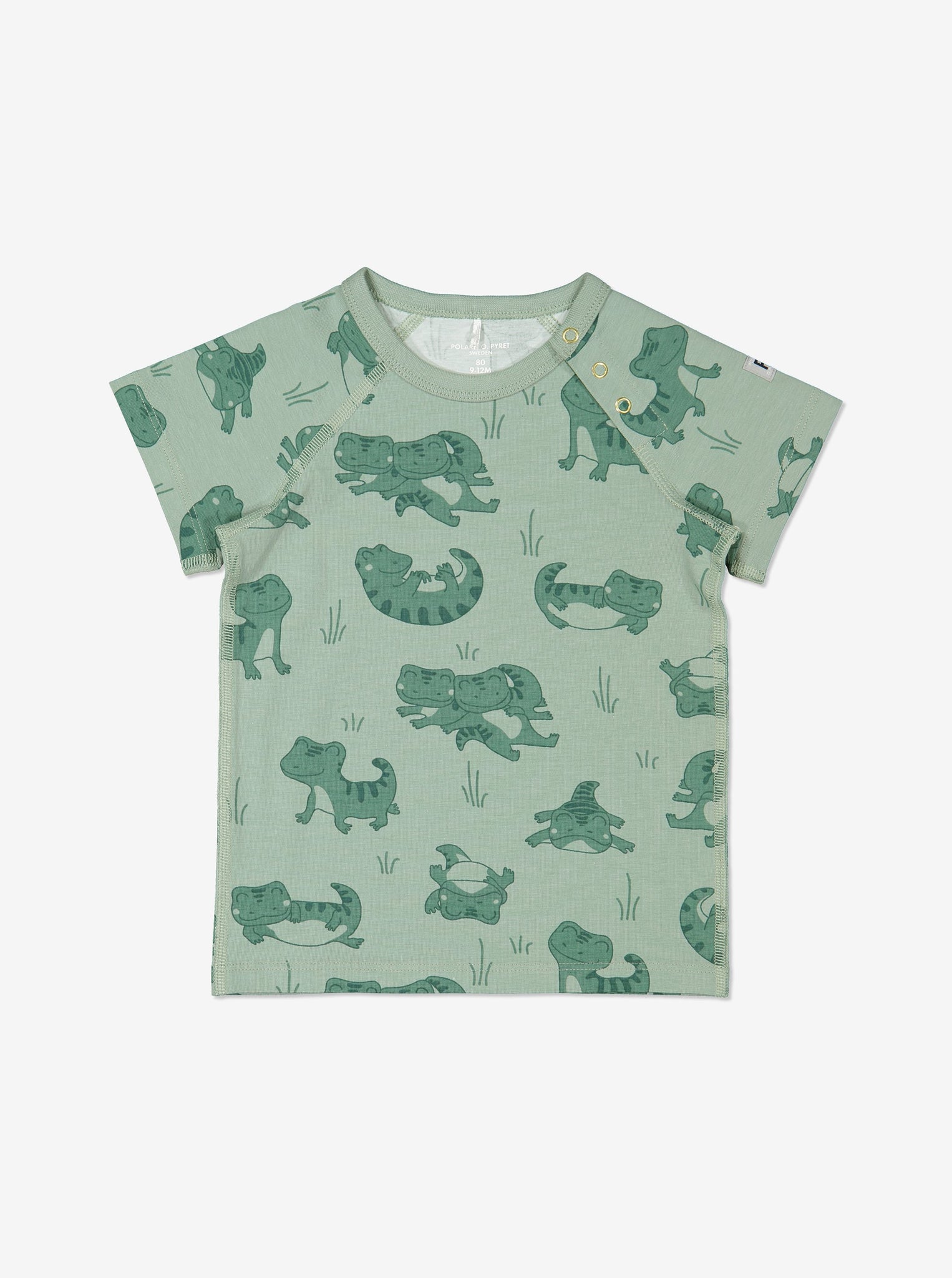Boys Green Baby Crocodile GOTS Organic T Shirt 