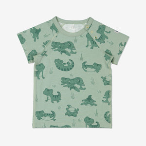 Boys Green Baby Crocodile GOTS Organic T Shirt 