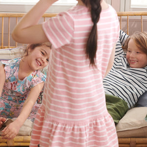 Girls Pink Kids Striped Organic Dress