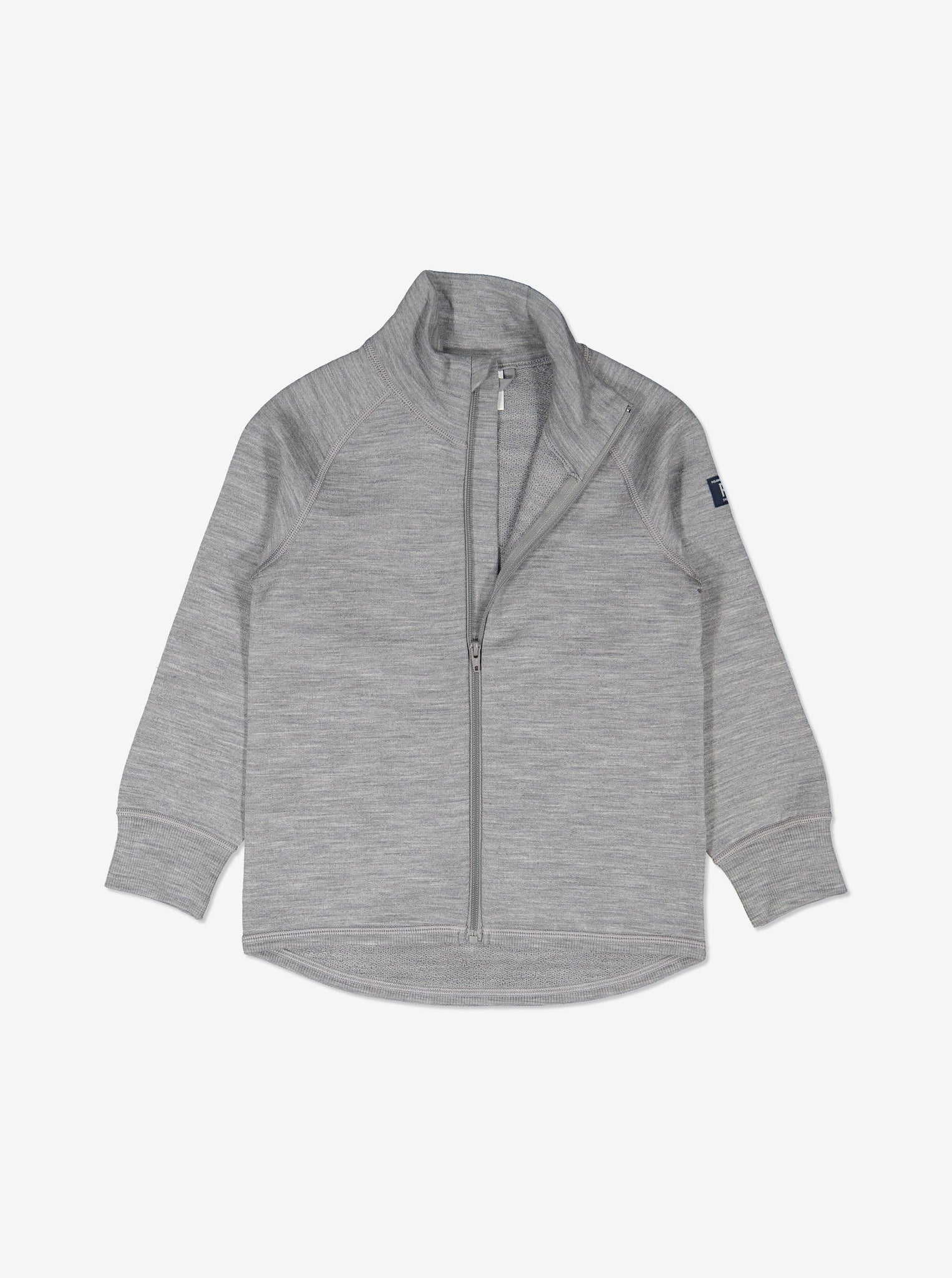 Merino Wool Grey Kids Jacket, warm soft and comfortable, durable quality, ethical long lasting polarn o. pyret