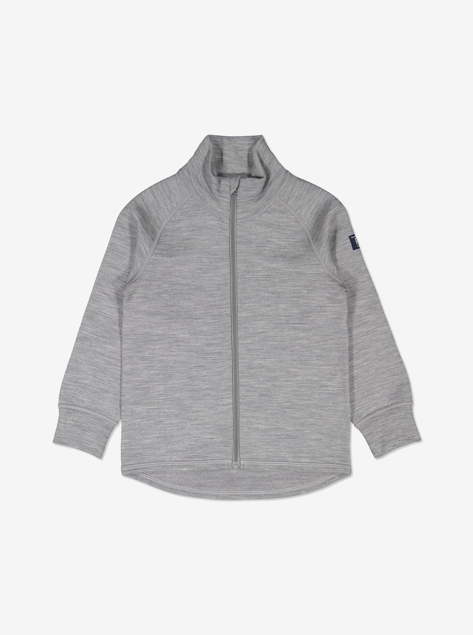  Merino Wool Grey Kids Jacket, warm soft and comfortable, durable quality, ethical long lasting polarn o. pyret