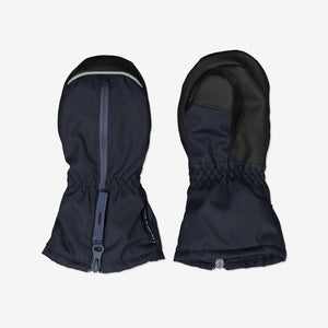 Navy Waterproof Kids Gloves, fleece lined cosy and drubale, ethical and long lasting, polarn o. pyret