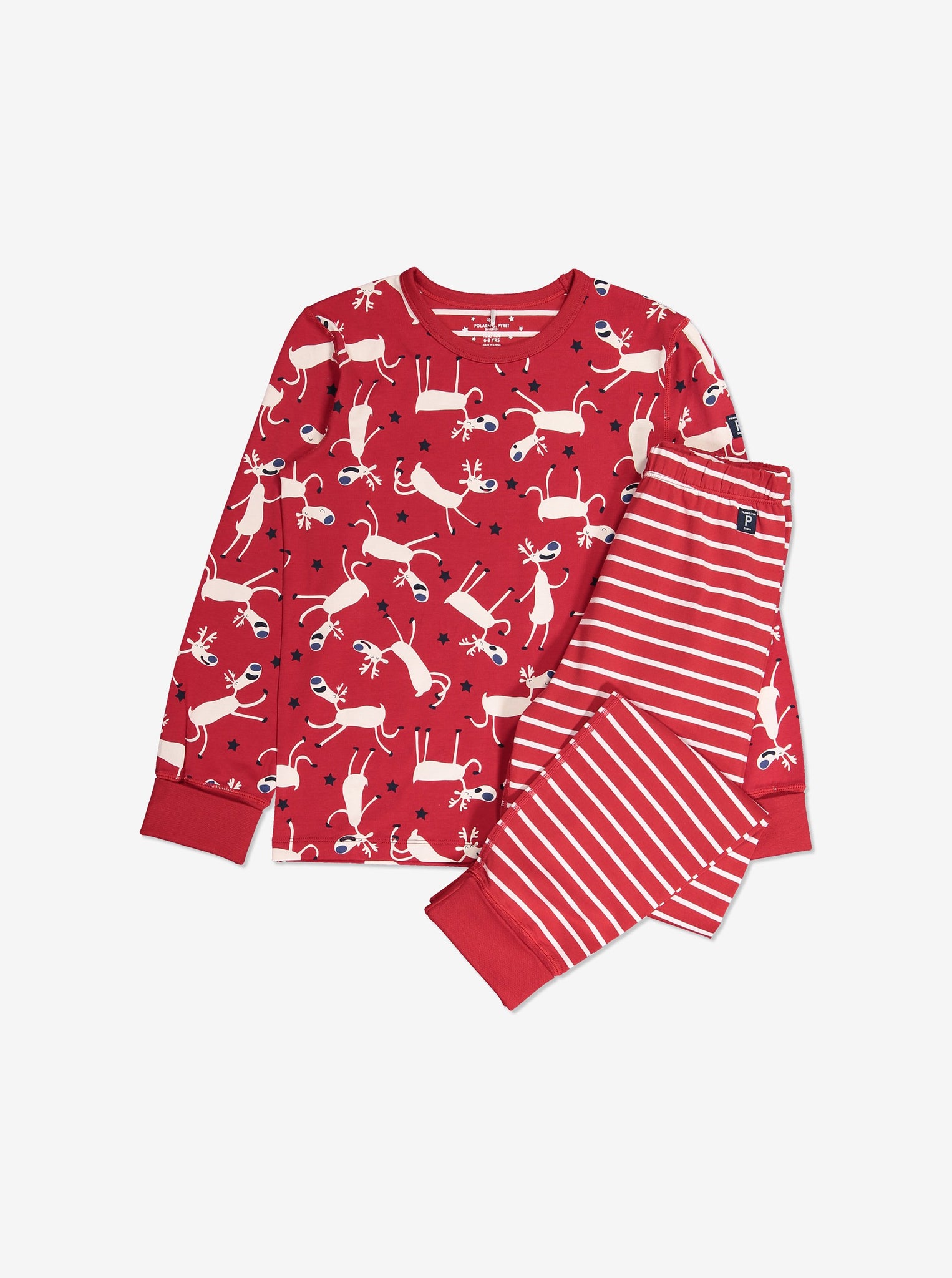 Red Kids Reindeer Print Pyjamas