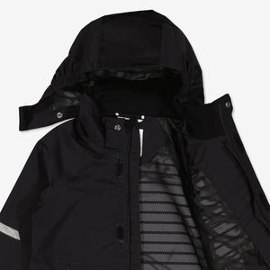Kids Black Waterproof Jacket from Polarn O. Pyret Kidswear. Waterproof Kids Jacket