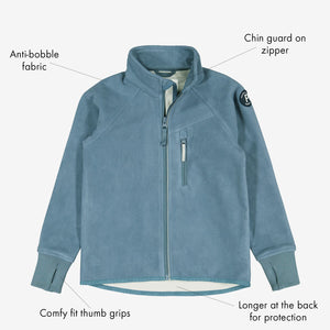 Kids Blue Showerproof Fleece Jacket from Polarn O. Pyret Kidswear. Quality Kids Fleece Jacket