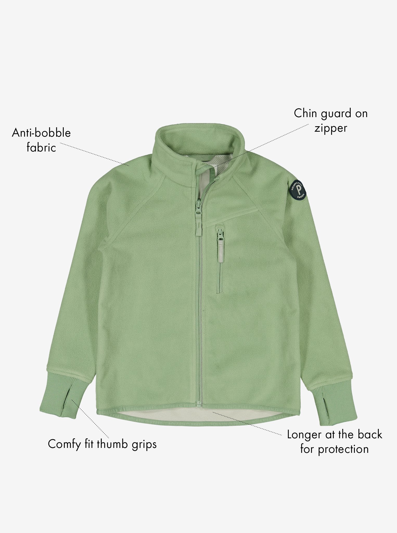 Green Kids Showerproof Fleece Jacket from Polarn O. Pyret Kidswear. Quality Kids Fleece Jacket
