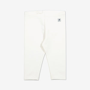  Organic Cotton White Baby Leggings from Polarn O. Pyret Kidswear. Made from eco-friendly materials.
