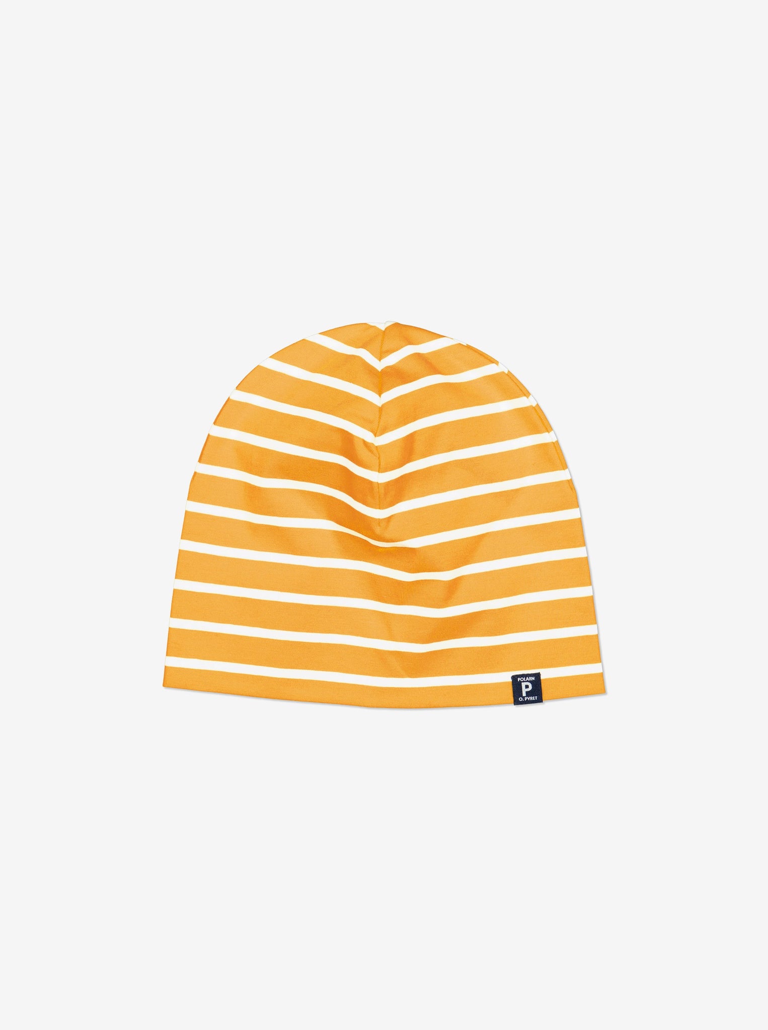 Striped Yellow Kids Beanie Hat from Polarn O. Pyret Kidswear. Warm kids beanie