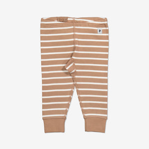  Organic Striped Brown Baby Leggings from Polarn O. Pyret Kidswear. Made with 100% organic cotton.