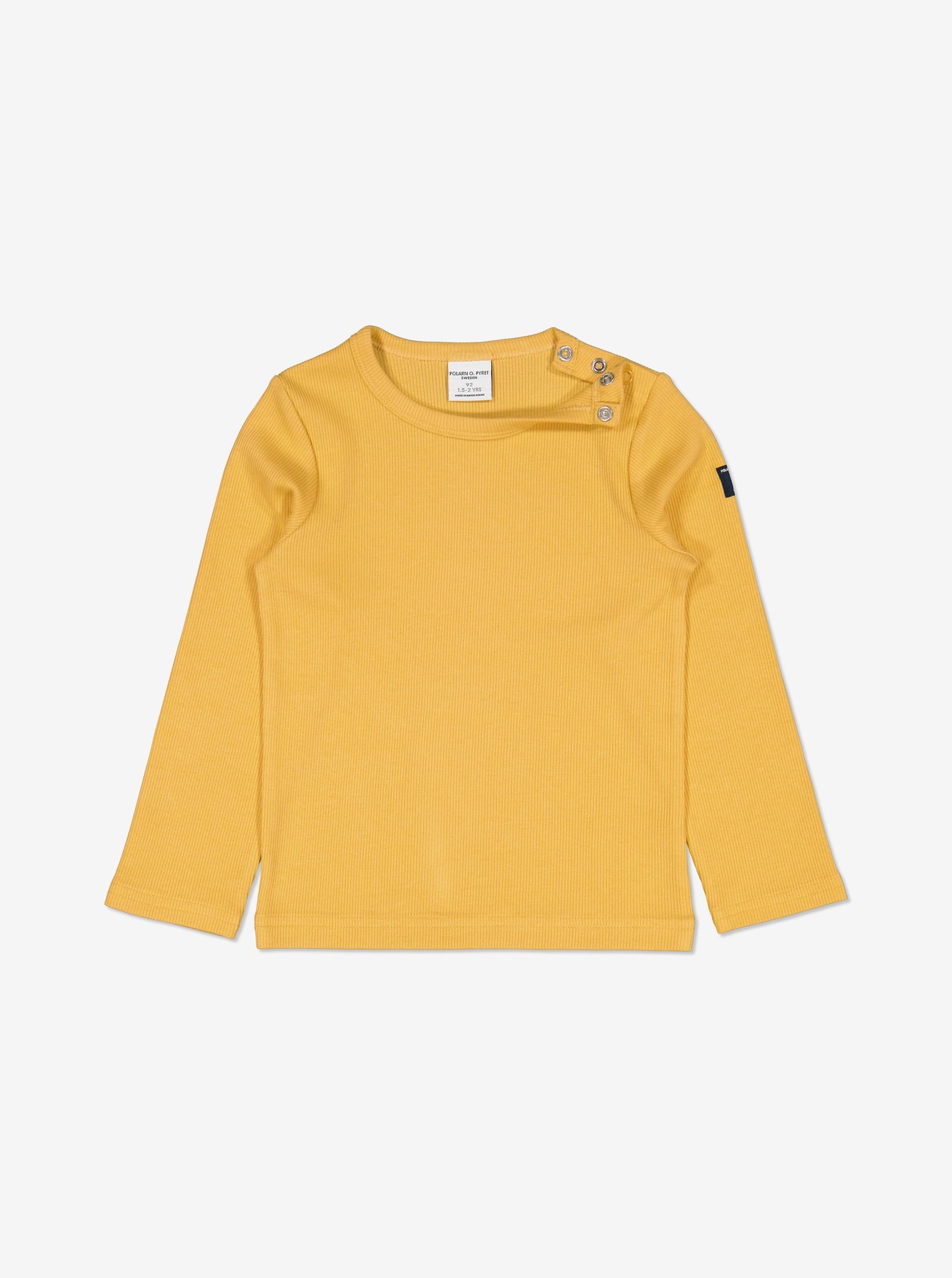  Organic Yellow Kids Top from Polarn O. Pyret Kidswear. Made from sustainable materials.