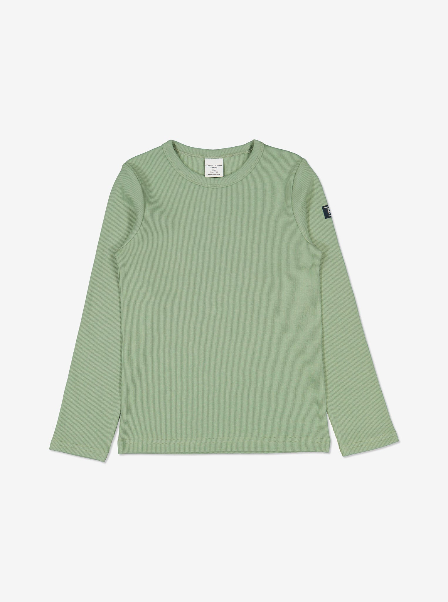 Organic Green Kids Top from Polarn O. Pyret Kidswear. Made from environmentally friendly materials.