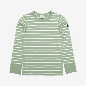  Organic Striped Green Kids Top from Polarn O. Pyret Kidswear. Made with 100% organic cotton.