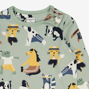  Organic Green Animal Kids Top from Polarn O. Pyret Kidswear. Made from sustainably sourced materials.