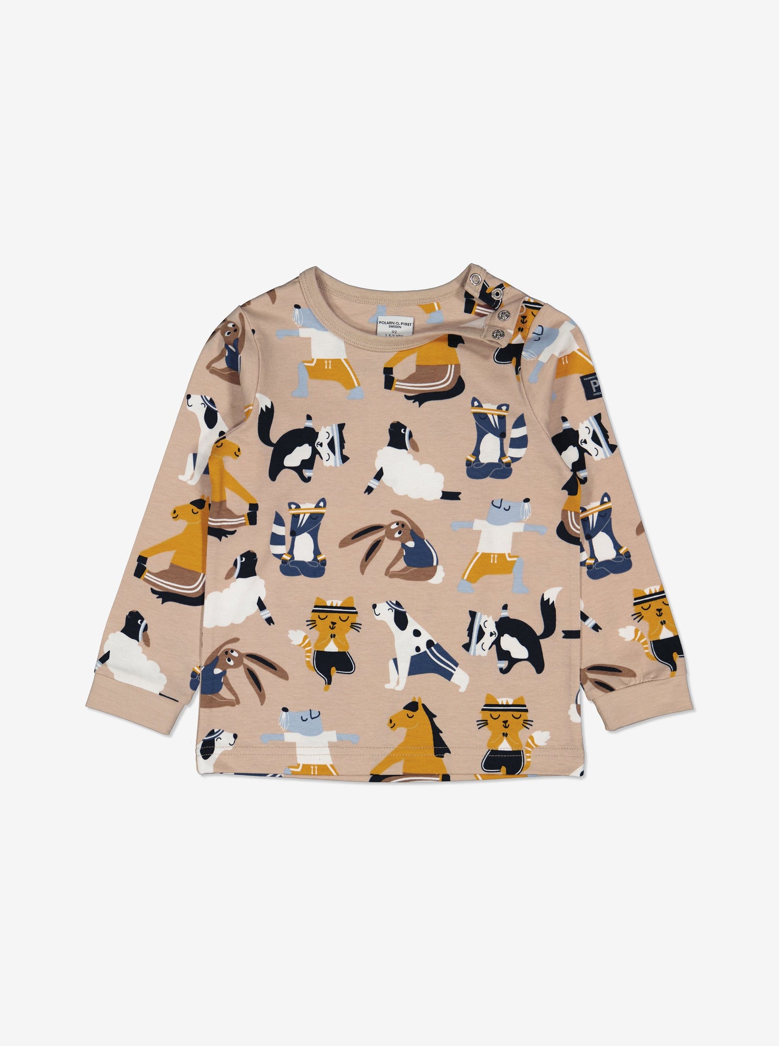 Organic Beige Animal Kids Top from Polarn O. Pyret Kidswear. Made from eco-friendly materials.
