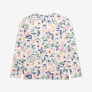  Organic White Floral Kids Top from Polarn O. Pyret Kidswear. Made from sustainable materials.
