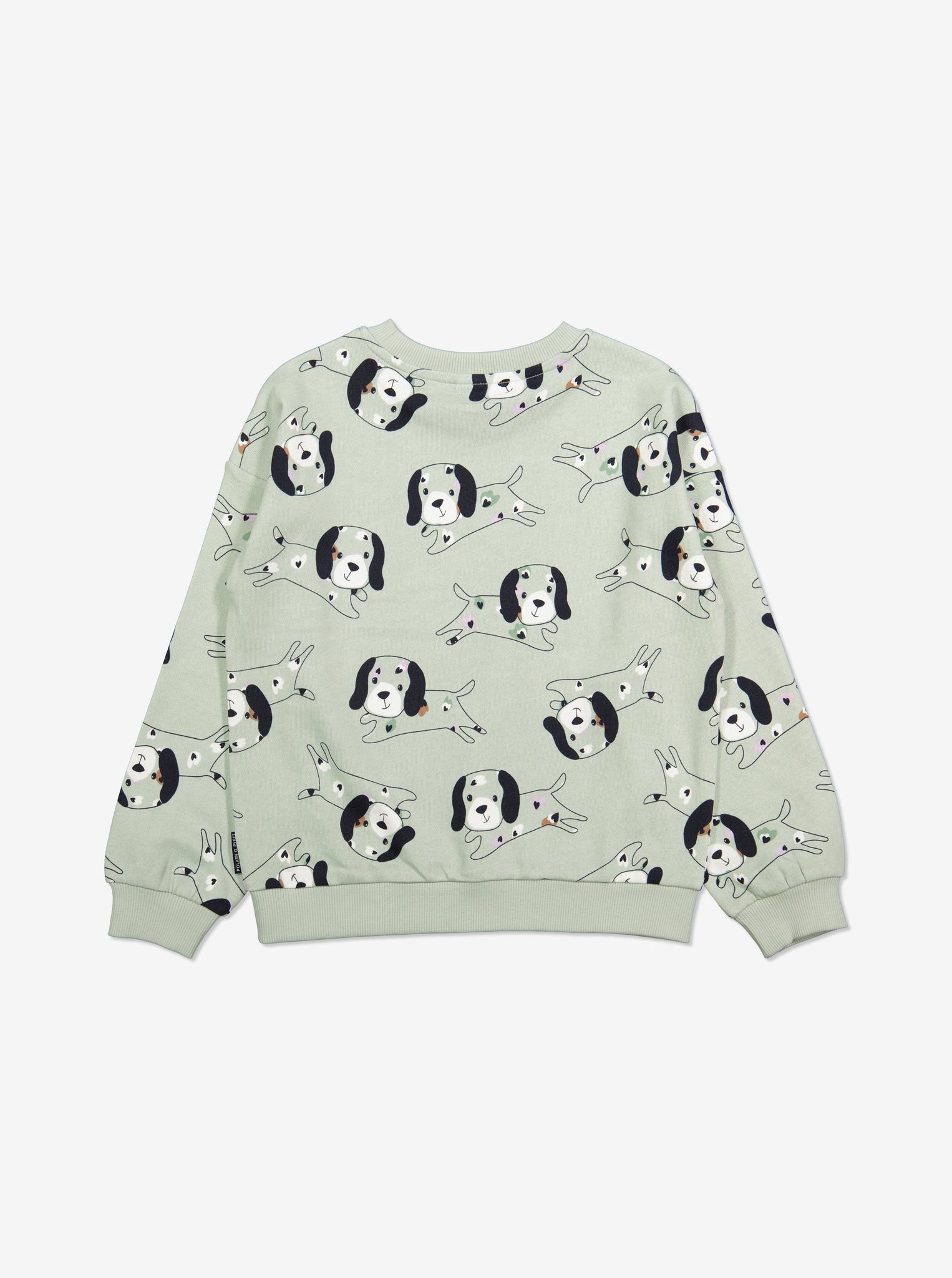  Organic Grey Puppy Print Kids Sweatshirt from Polarn O. Pyret Kidswear. Made with soft 100% organic cotton.