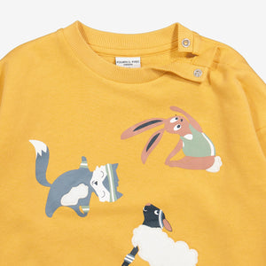  Organic Yellow Kids Animal Sweatshirt from Polarn O. Pyret Kidswear. Made with 100% organic cotton.
