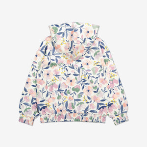  Organic White Floral Print Kids Hoodie from Polarn O. Pyret Kidswear. Made with 100% organic cotton.