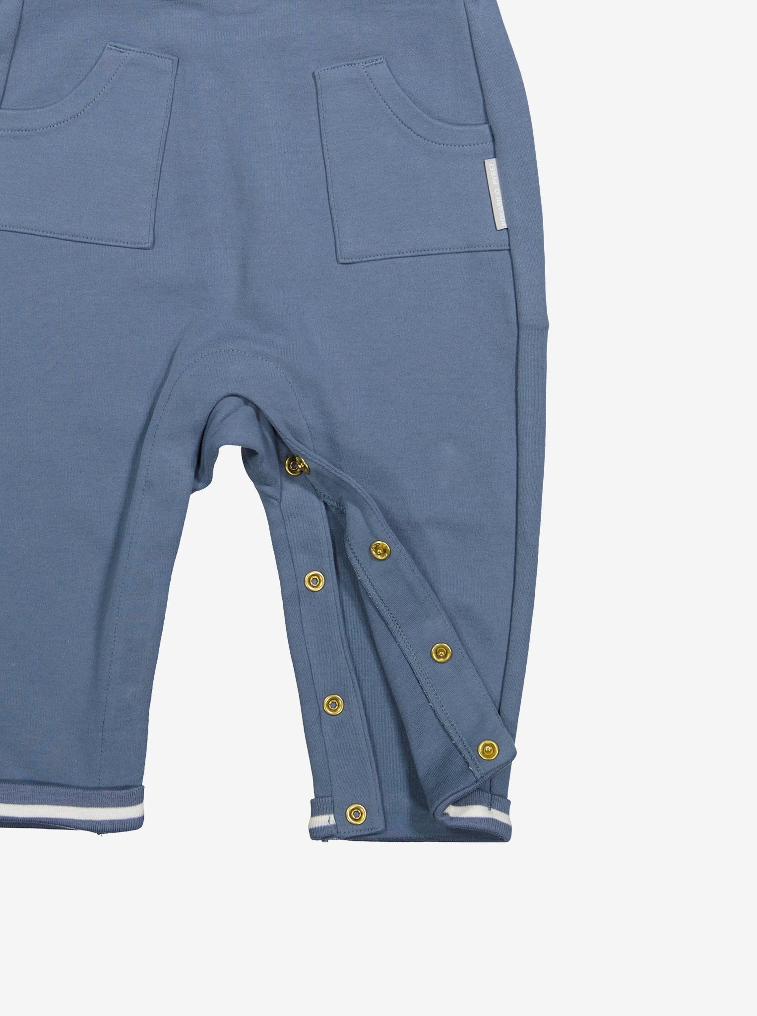  Organic Blue Baby Dungarees from Polarn O. Pyret Kidswear. Made with 100% organic cotton.
