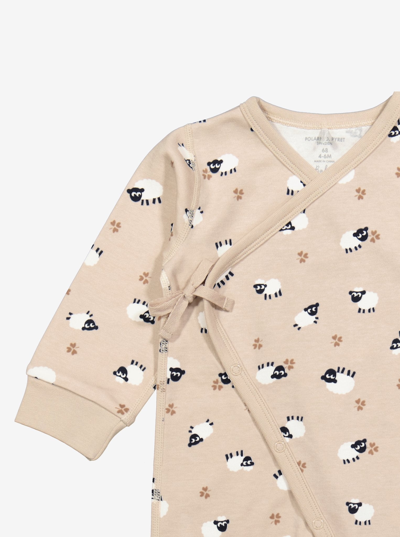  Organic Beige Sheep Baby Romper from Polarn O. Pyret Kidswear. Made with 100% organic cotton.