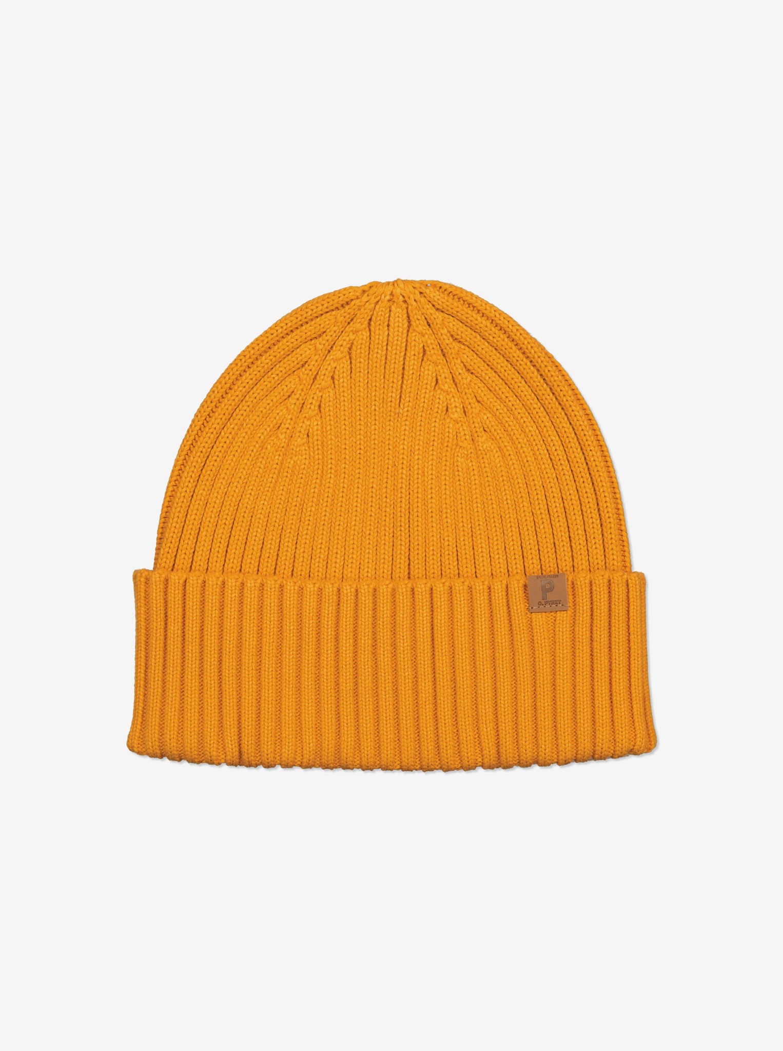 Yellow Kids Knitted Beanie Hat from Polarn O. Pyret Kidswear. Warm kids beanie