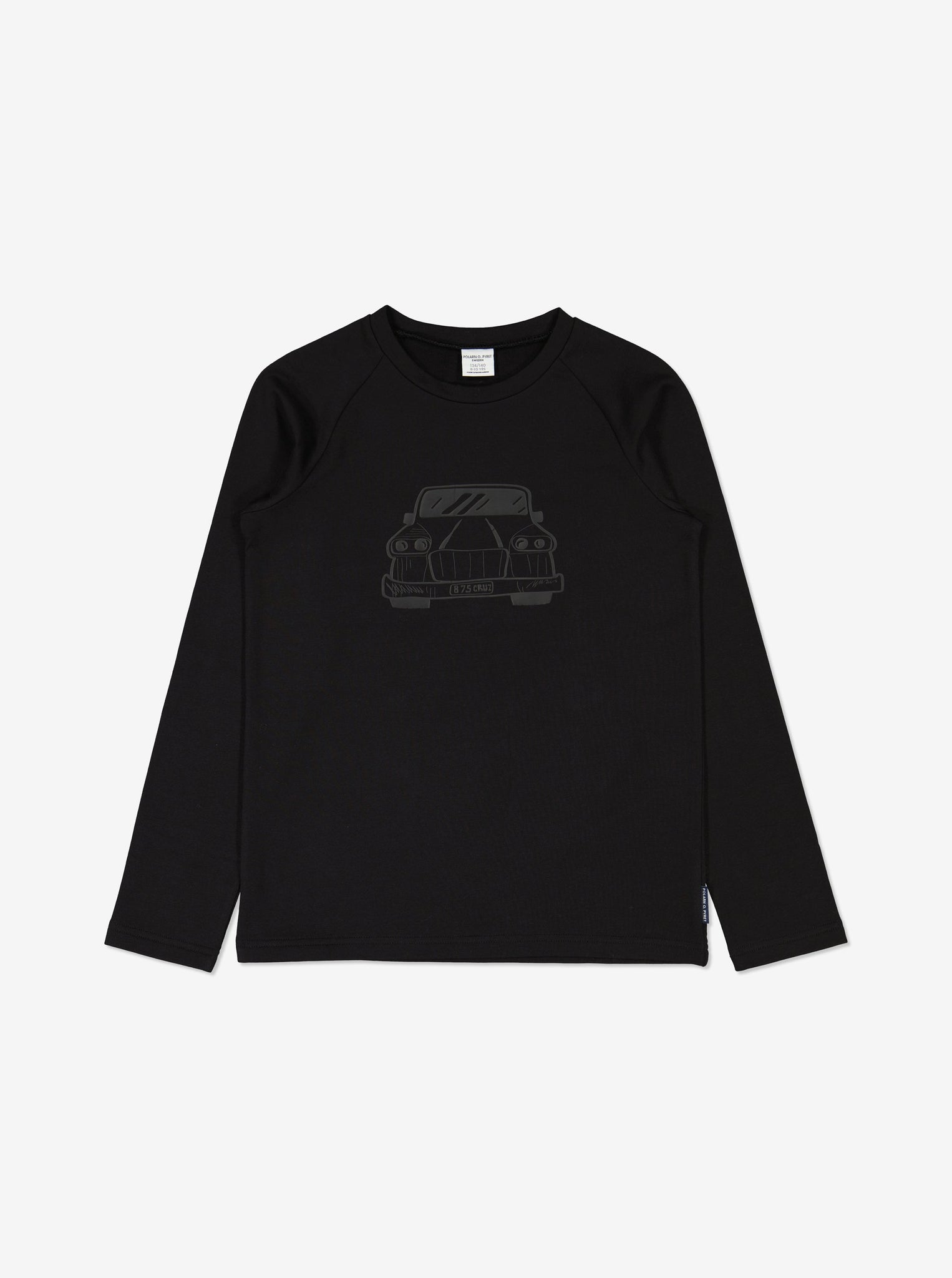  Organic Black Car Kids Sweatshirt from Polarn O. Pyret Kidswear. Made from sustainable materials.