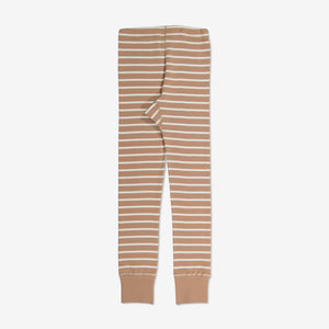  Orgaic Striped Beige Kids Leggings from Polarn O. Pyret Kidswear. Made with 100% organic cotton.