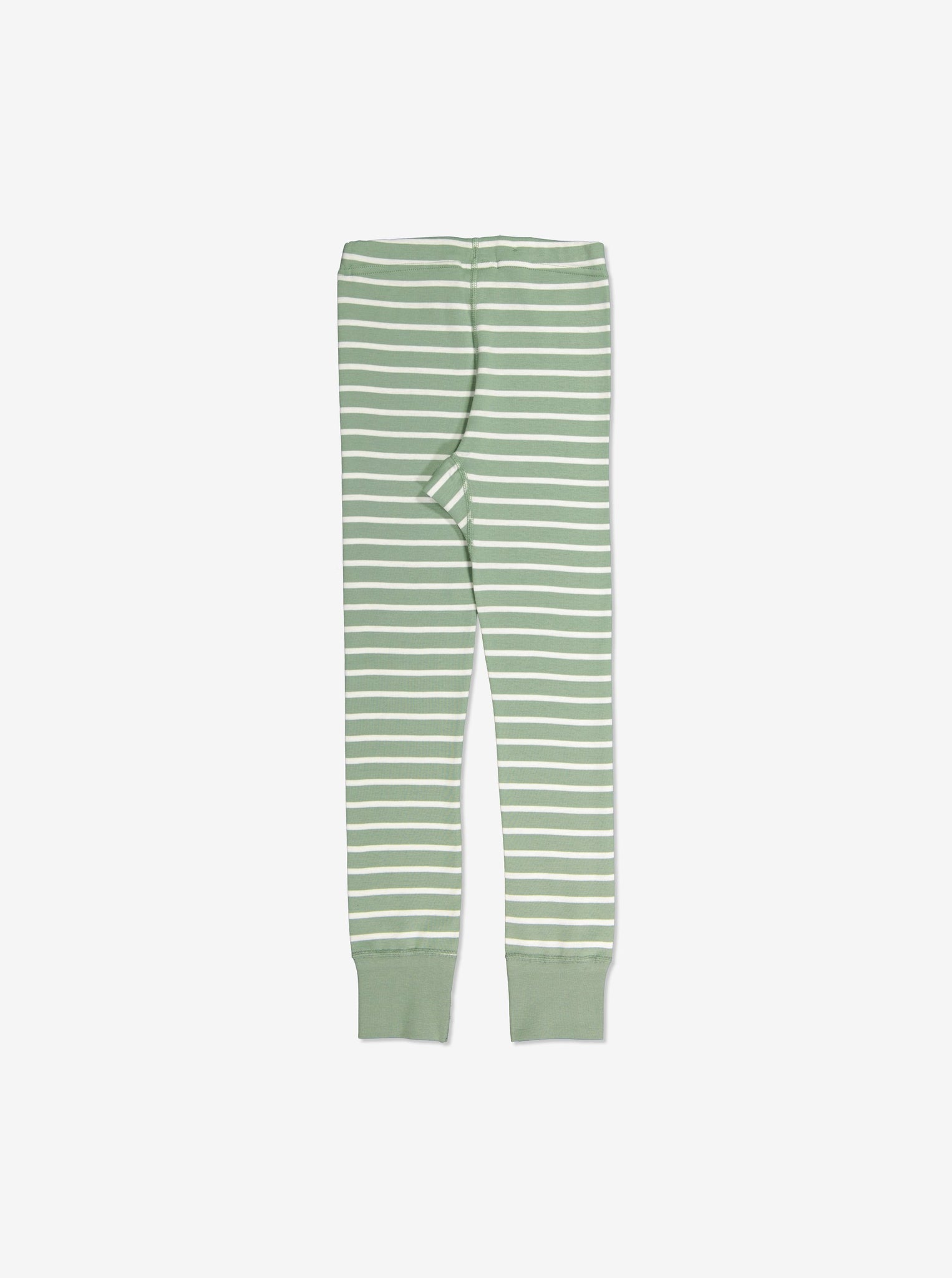  Organic Striped Green Kids Leggings from Polarn O. Pyret Kidswear. Made with 100% organic cotton.