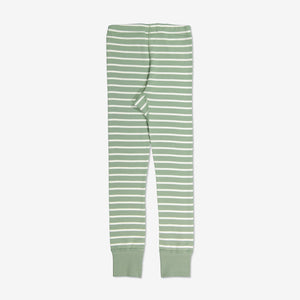  Organic Striped Green Kids Leggings from Polarn O. Pyret Kidswear. Made with 100% organic cotton.