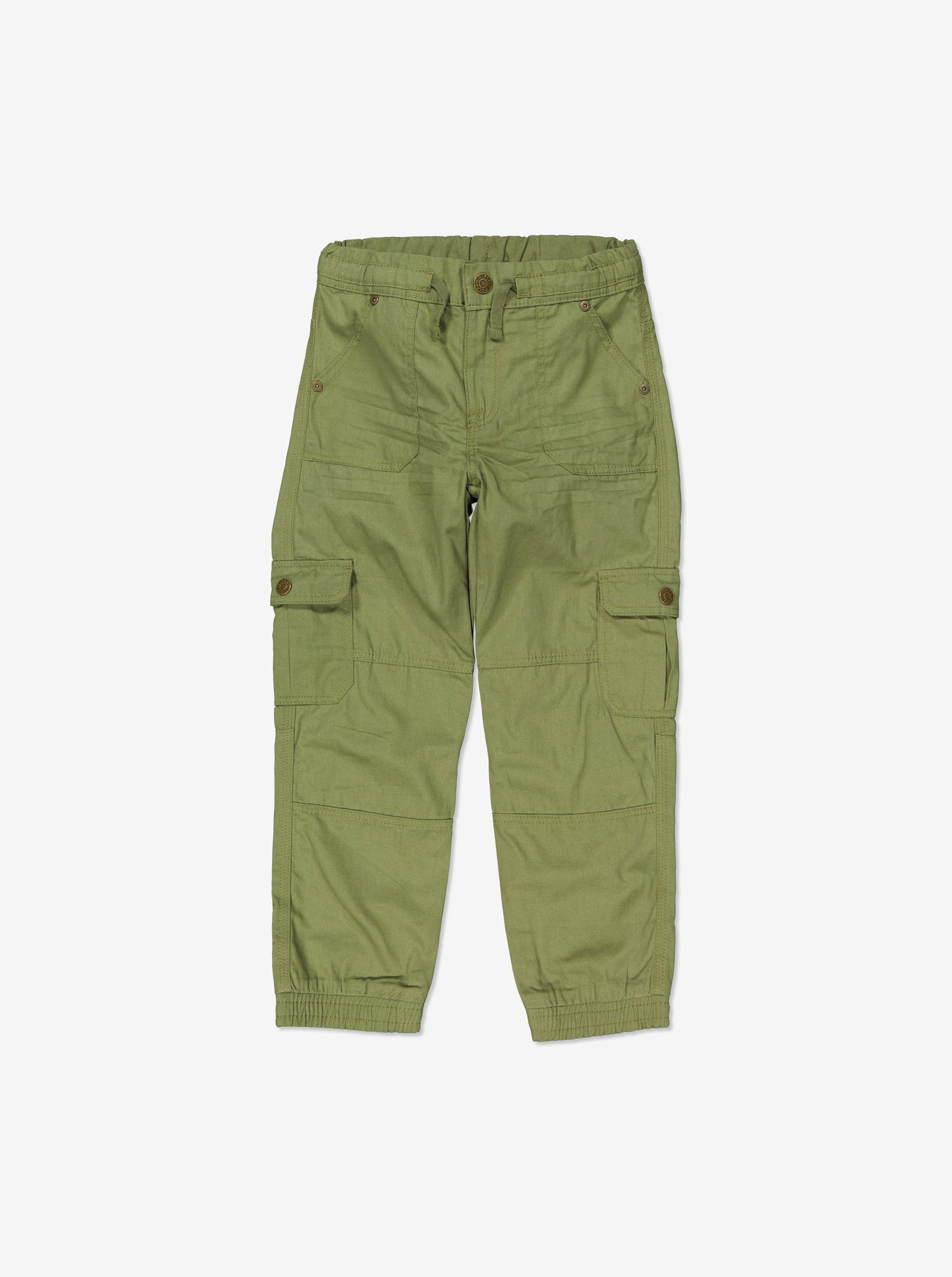 Organic Green Kids Cargo Trousers from Polarn O. Pyret Kidswear. Made with 100% organic cotton.