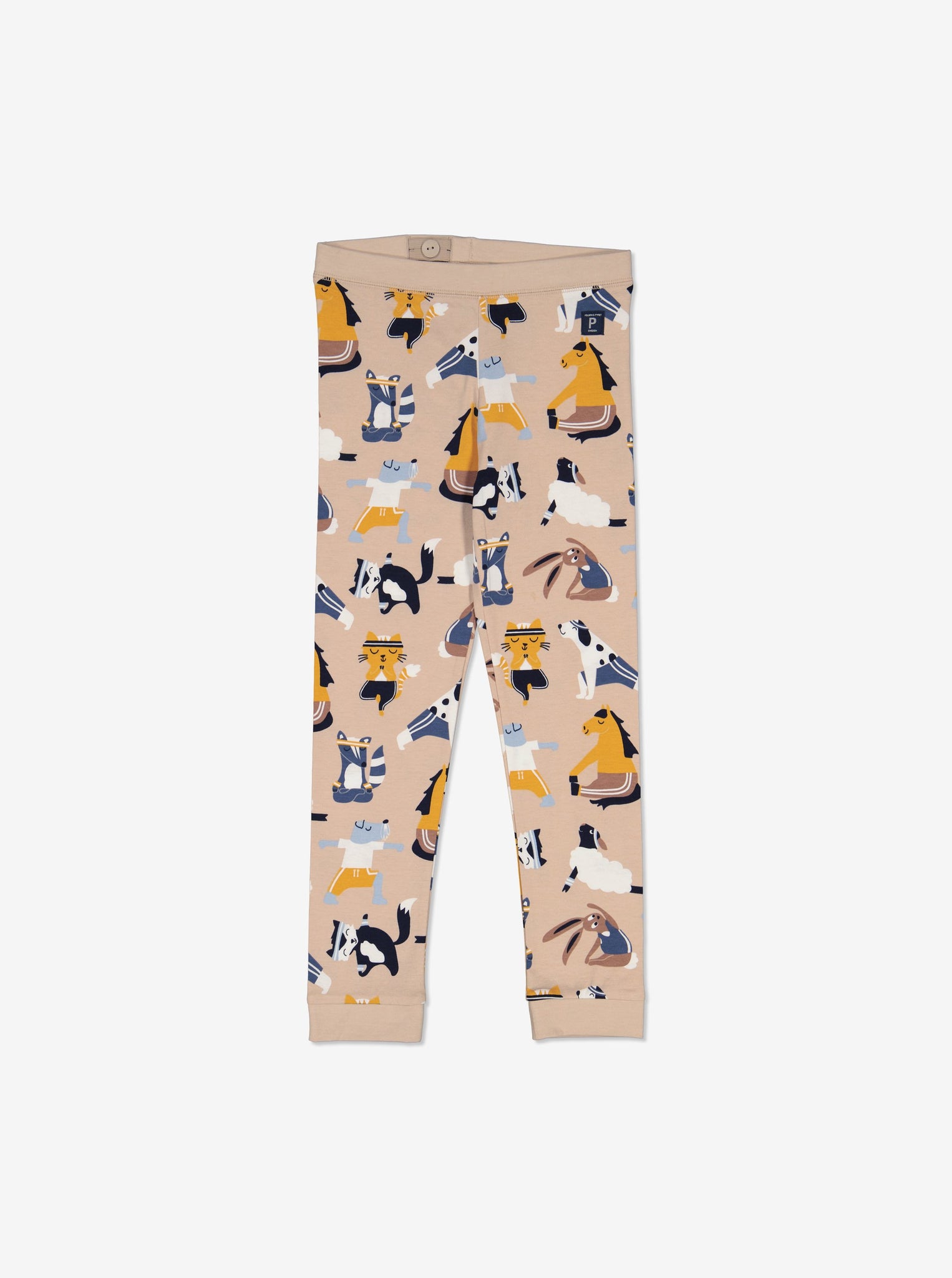 Organic Beige Animal Kids Leggings from Polarn O. Pyret Kidswear. Made from environmentally friendly materials.