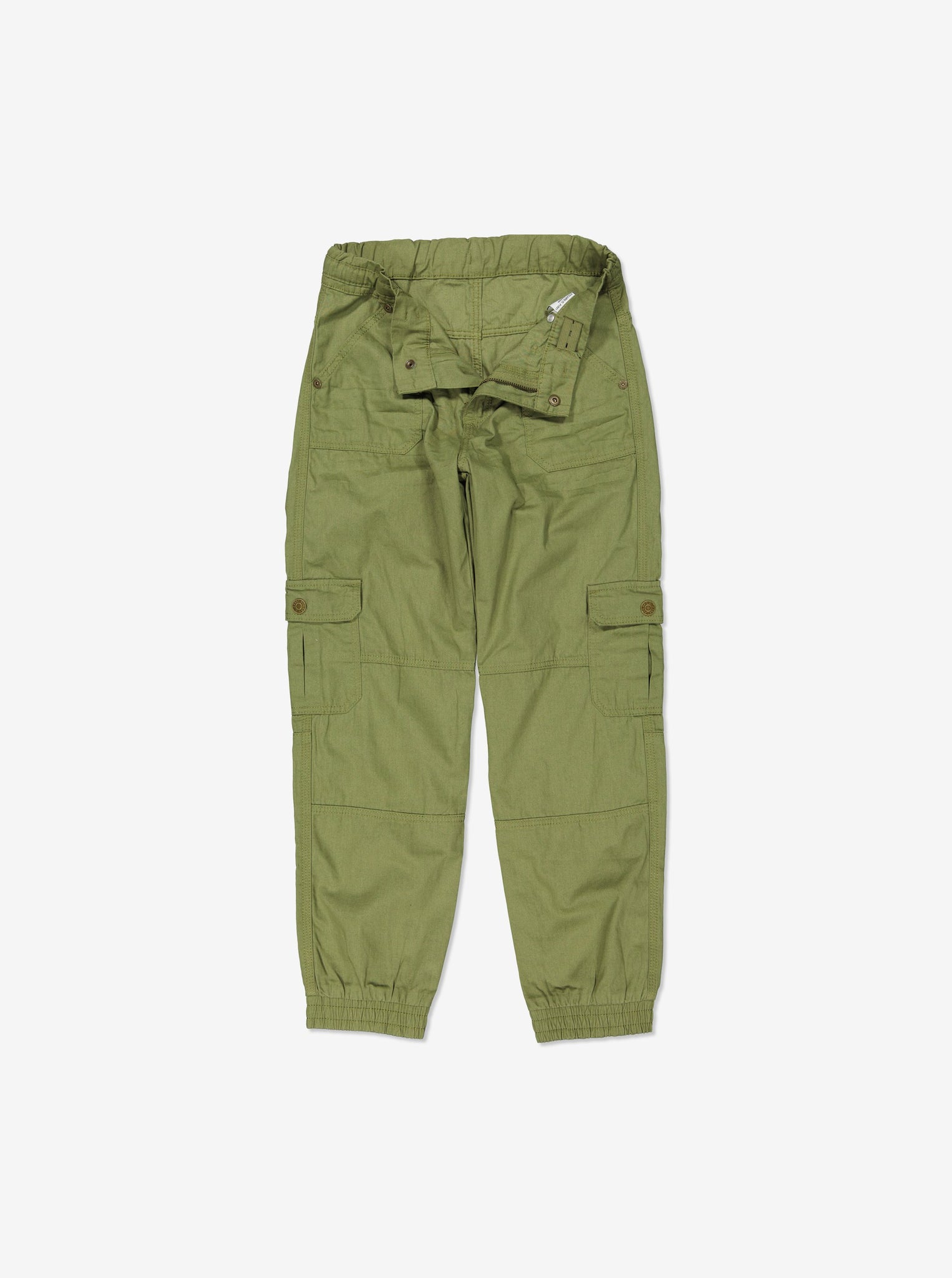  Organic Green Kids Cargo Trousers from Polarn O. Pyret Kidswear. Made with 100% organic cotton.