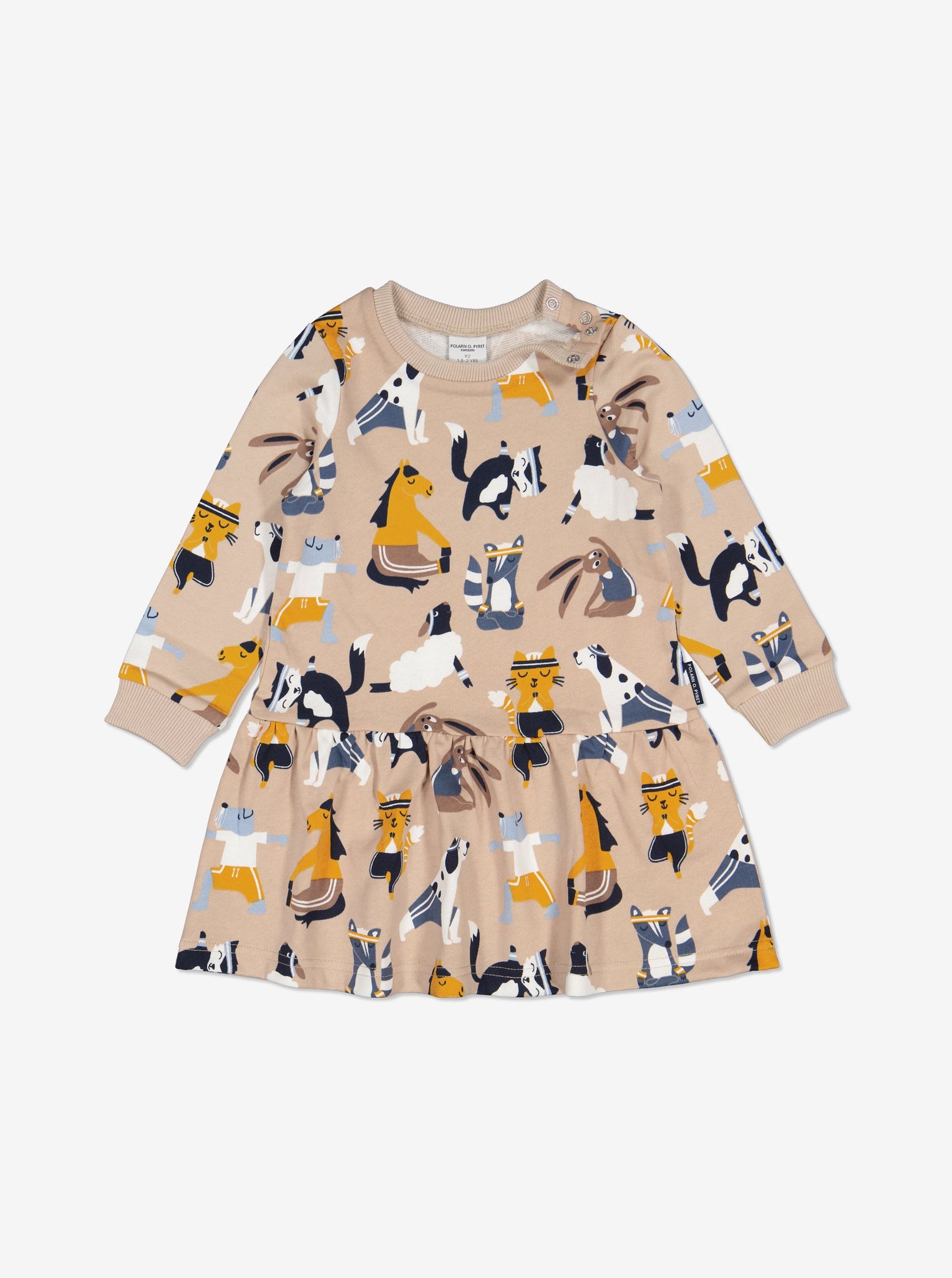  Organic Animal Print Girls Dress from Polarn O. Pyret Kidswear. Made with 100% organic cotton.