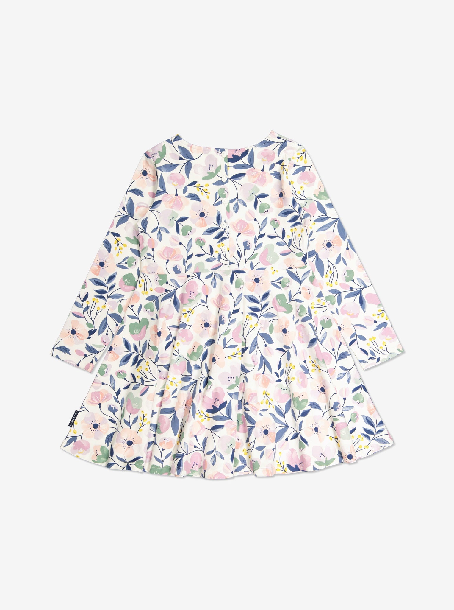  Organic White Floral Girls Dress from Polarn O. Pyret Kidswear. Made from sustainable materials.