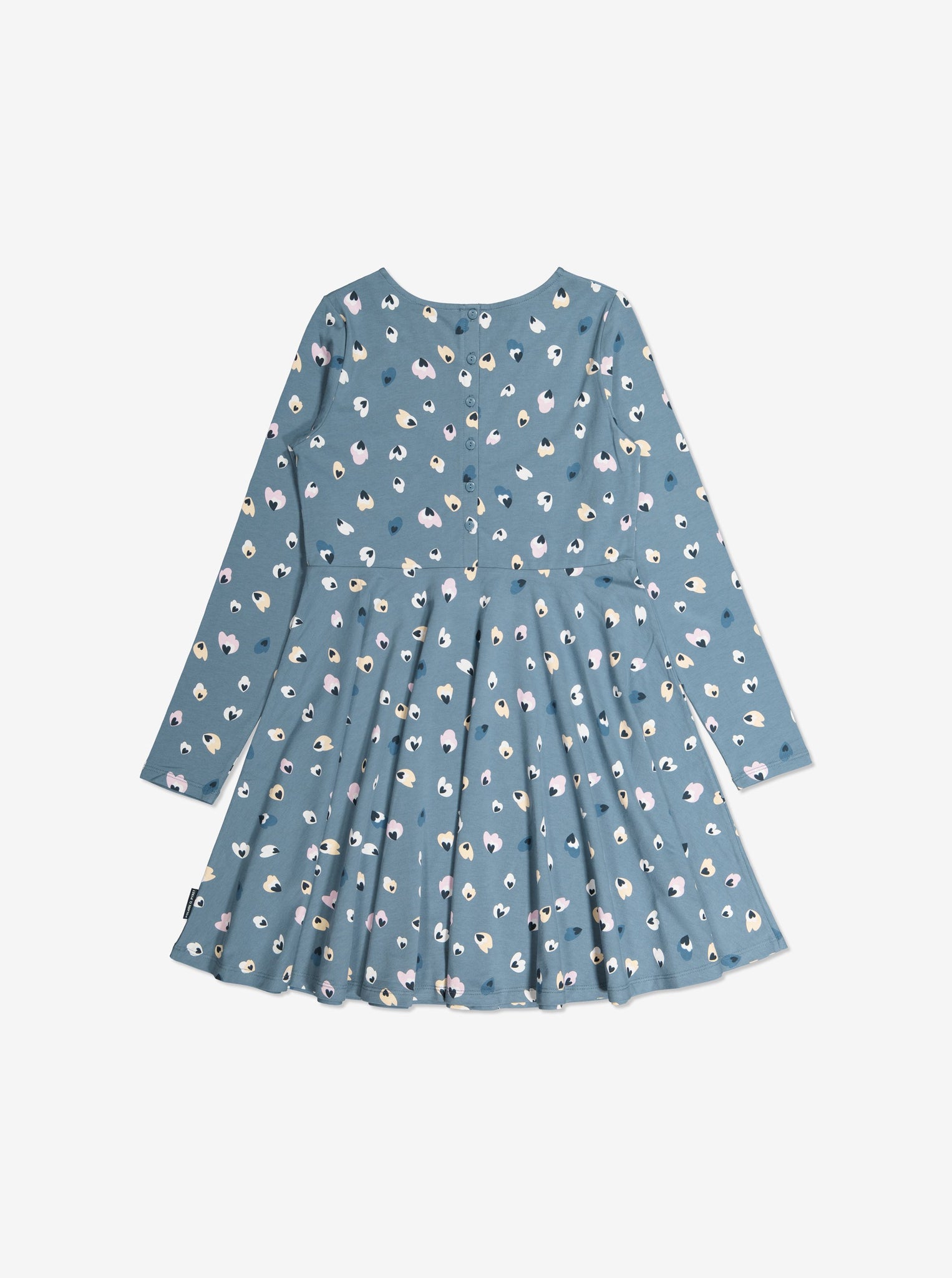   Blue Heart Print Girls Dress from Polarn O. Pyret Kidswear. Made with organic cotton for comfortable fit.