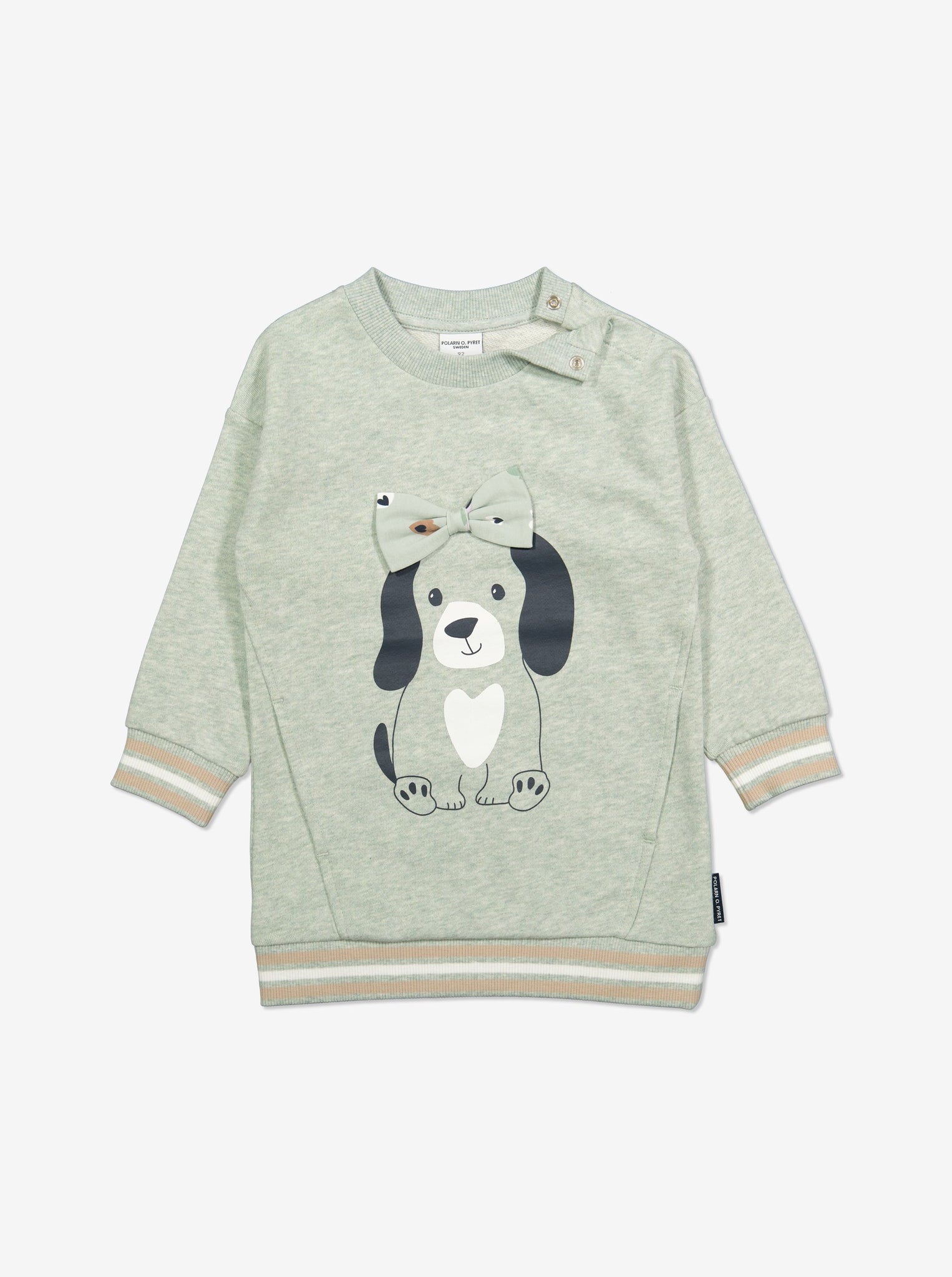  Organic Green Puppy Kids Sweatshirt from Polarn O. Pyret Kidswear. Made with 100% organic cotton.