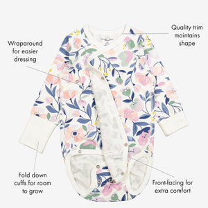  Organic White Floral Wraparound Babygrow from Polarn O. Pyret Kidswear. Made from sustainably sourced materials.