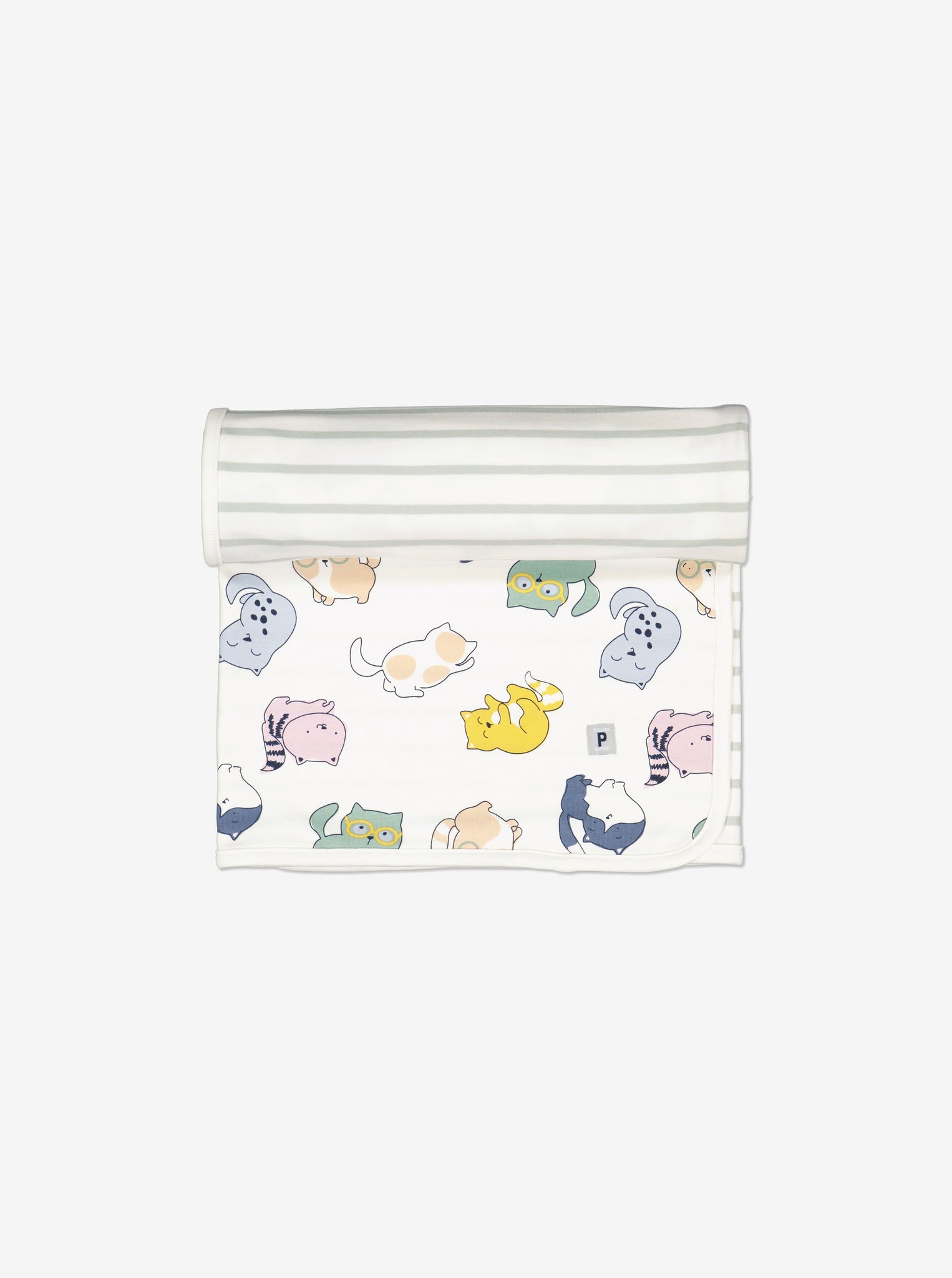  Organic Cotton White Newborn Baby Blanket from Polarn O. Pyret Kidswear. Made from environmentally friendly materials.