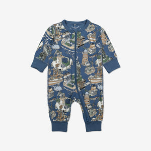  Organic Boat Blue Baby Sleepsuit from Polarn O. Pyret Kidswear. Made from eco-friendly materials.