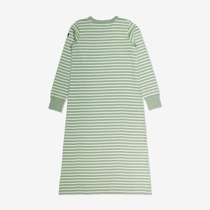  Organic Striped Green Adult Nightdress from Polarn O. Pyret Kidswear. Made with 100% organic cotton.