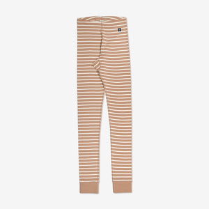  Oganic Striped Brown Adult Pyjamas from Polarn O. Pyret Kidswear. Made with 100% organic cotton.