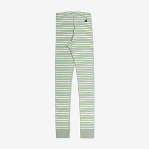 Organic Striped Green Adult Pyjamas from Polarn O. Pyret Kidswear. Made with 100% organic cotton.