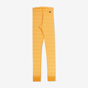  Organic Striped Yellow Adult Pyjamas from Polarn O. Pyret Kidswear. Made with 100% organic cotton.