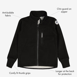 Kids Black Showerproof Fleece Jacket from Polarn O. Pyret Kidswear. Quality Kids Fleece Jacket