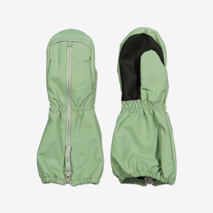 Green Fleece Lined Kids Waterproof Mittens from Polarn O. Pyret Kidswear. Warm kids Mittens 