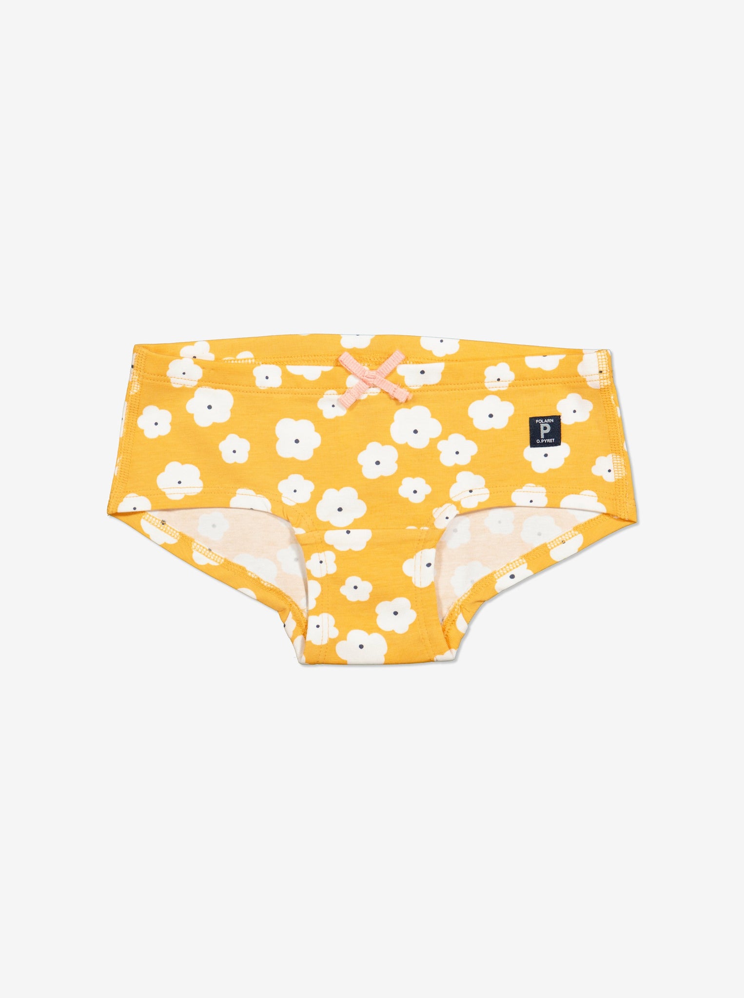  Organic Yellow Floral Girls Briefs from Polarn O. Pyret Kidswear. Made from sustainably sourced materials.