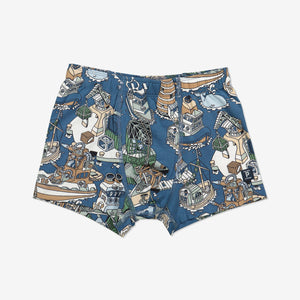  Organic Blue Boys Boxer Shorts from Polarn O. Pyret Kidswear. Made from sustainably sourced materials.