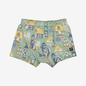  Organic Green Boys Cotton Boxer Shorts from Polarn O. Pyret Kidswear. Made from ethically sourced materials.